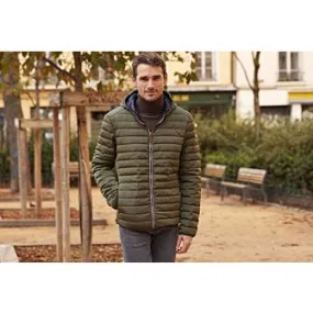 Men's Khaki Lightweight Hooded Down Jacket - SIVERT II