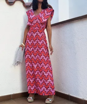 Vestido Tamara Coral y Rosa