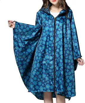 Women Lightweight Outdoor Raincoats Rain Jacket With Hood Stylish Reusable